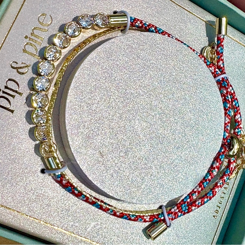 Pip & PINE Red White and Blue CZ Crystal Cord Bracelet